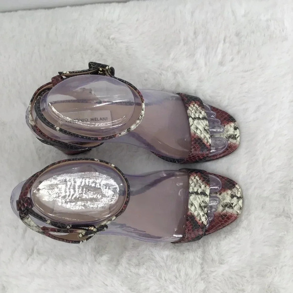 Antonio Milani Women’s Gwyn All leather Snake Print Block Heel Sandal Size 6 - Picture 9 of 12